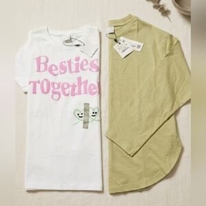 Zara Graphic Tee (13-14) & Sage Long Sleeve (11-12) -NWT
